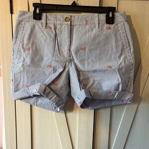 Talbots Blue Seersucker shorts with Watermelon Embroidery